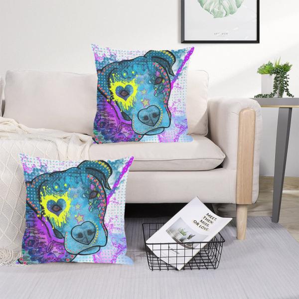 Sofakissen-Bezug Boogie- Popart Hundeporträt, 50x50 cm, Baumwolle & Polyester, beidseitig bedruckt, waschbar