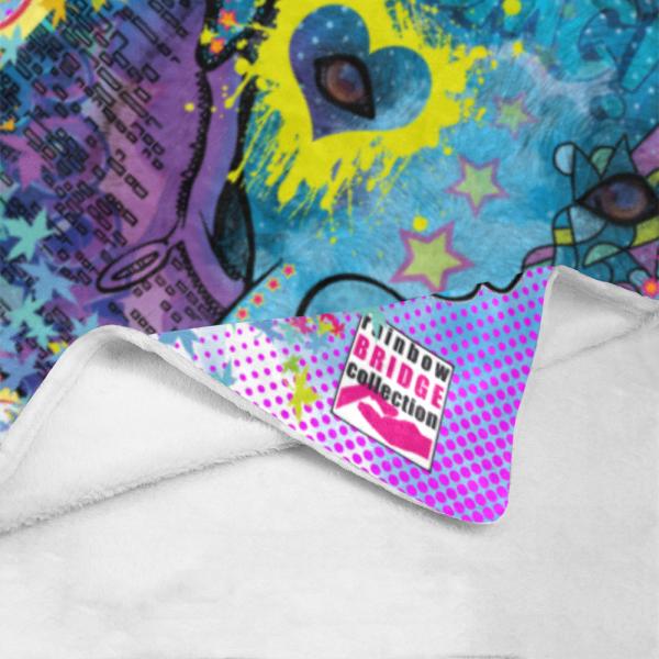 Decke Boogie -  Fleecedecke, kuschlig, weich, bunt, Motive in Digitaler Popart, 152cm x 203cm, bunt, Staff, Amstaff, Staffordshire, Soka, Listenhund, Bollerkopf, Mix