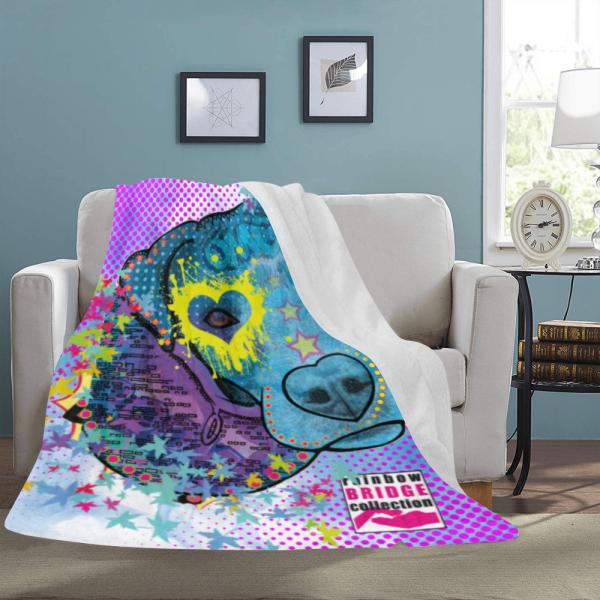 Decke Boogie -  Fleecedecke, kuschlig, weich, bunt, Motive in Digitaler Popart, 152cm x 203cm, bunt, Staff, Amstaff, Staffordshire, Soka, Listenhund, Bollerkopf, Mix