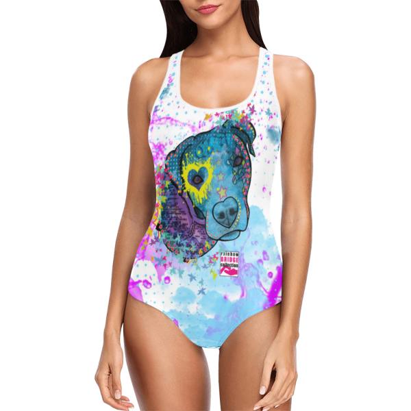 Badeanzug Hundemotiv Boogie -  85% Polyester, 15% Spandex, Wasserecht, mit Innenfutter, bunt, Größe XS-5XL, BademodeAmStaff, Staff, Staffordshire, SOKA, Listenhund,