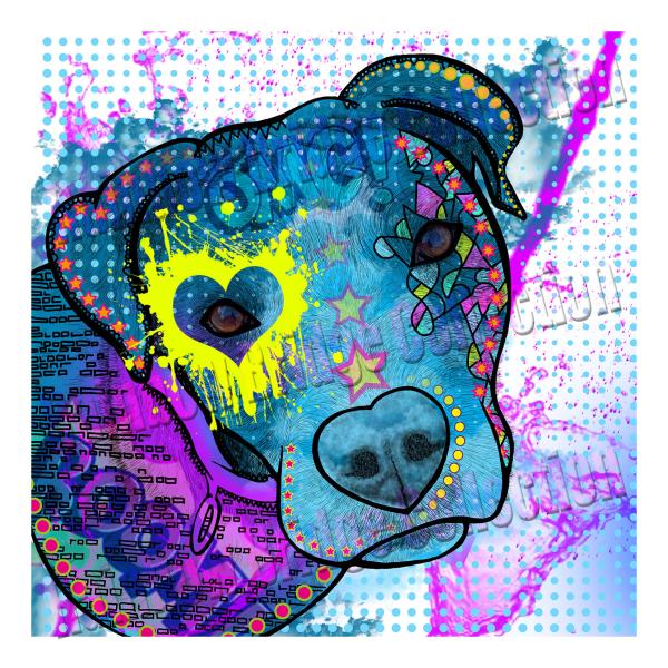 Das Bild zeigt den Staff Boogie im digitalen Popart Design in blauund Lila