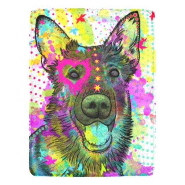 Decke Bootsmann -  Fleecedecke, kuschlig, weich, bunt, Motive in Digitaler Popart, 152cm x 203cm, bunt, Deutscher Schäferhund, German Shepherd, Schäfi, Mix