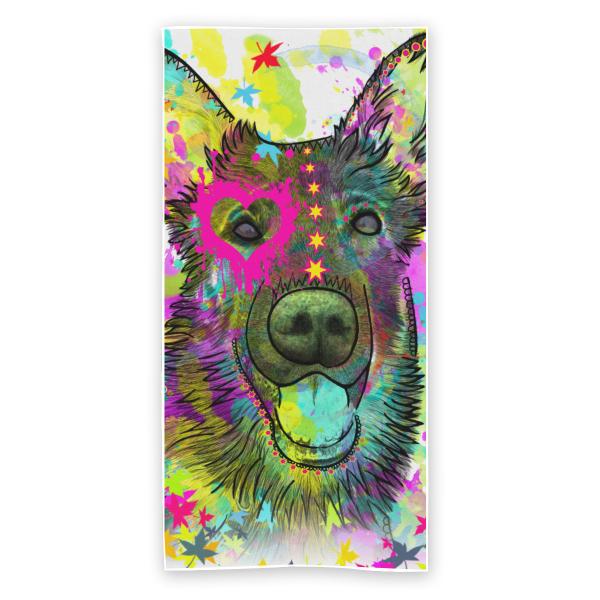 Badehandtuch Bootsmann – Popart-Hundemotiv, 75x165 cm, 100 % Polyester, weich & schnelltrocknend