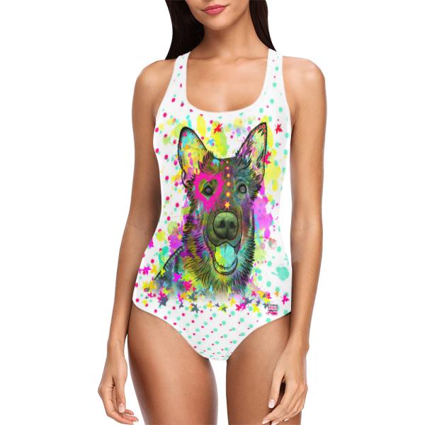 Badeanzug mit Lieblingsmotiv von RBC - 85% Polyester, 15% Spandex, Wasserecht, mit Innenfutter, bunt