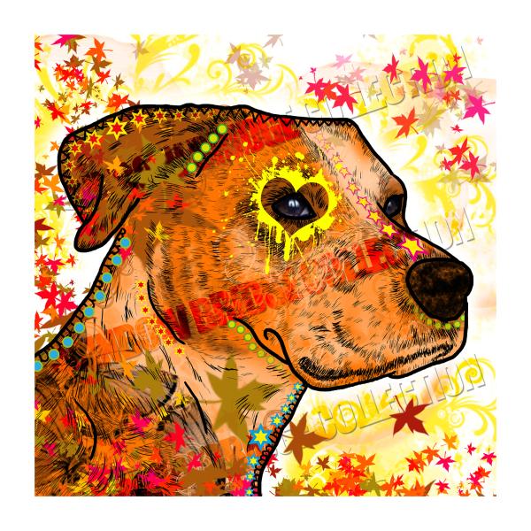 Bumsi: Bild von einem American Satffordshire Terrier Staff Amstaff Mix   in Digitaler Popart, bunt mit dicken Outlines