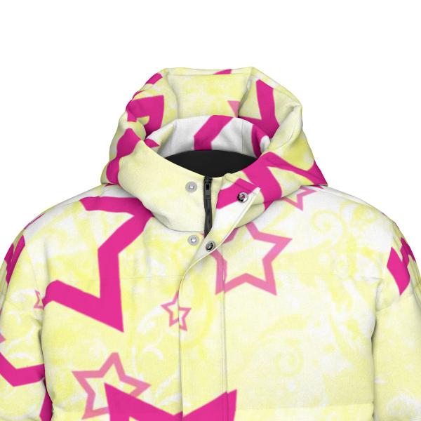 Warme Wintermantel mit Hundemotiv Bärbel– Popart Hundemotiv, 90% Daunen, 10% Federn, bunt, stylisch, Mini, Bullterrier, Bulli, Soka, Größe XS- 4XL