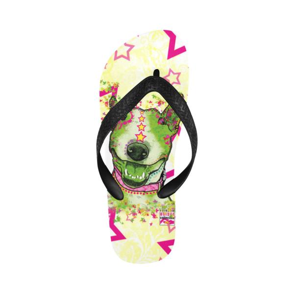 Flip Flops Hundemotiv Bärbel - Strandsandalen, Sandalen, bunt, Grösse 38-45, Unisex, Mischling, Mix, Bullterrier, Bulli, SOKA, Listenhund