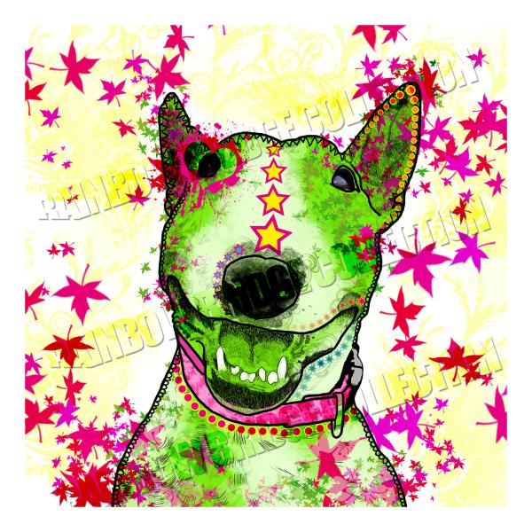 Bärbel: Bild von einem Bullterrier Mini Standard Bullterrier Bulli in Digitaler Popart, bunt mit dicken Outlines