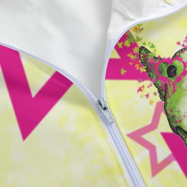 Regenjacke mit Hundemotiv Bärbel, Detailausschnit Reissverschluss