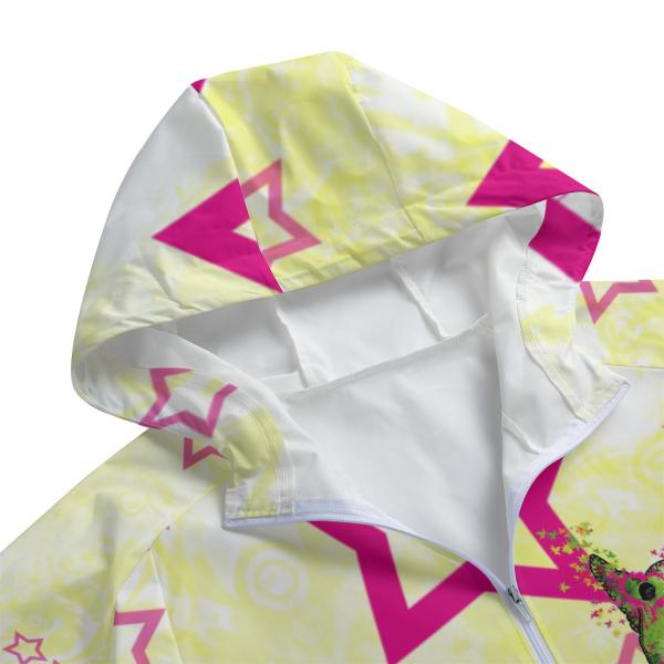 Regenjacke it Hundemotiv Bärbel Detailauschnitt Kapuze
