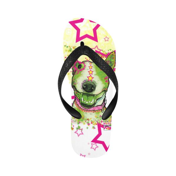 Flip Flops Hundemotiv Bärbel - Strandsandalen, Sandalen, bunt, Grösse 38-45, Unisex, Mischling, Mix, Bullterrier, Bulli, SOKA, Listenhund