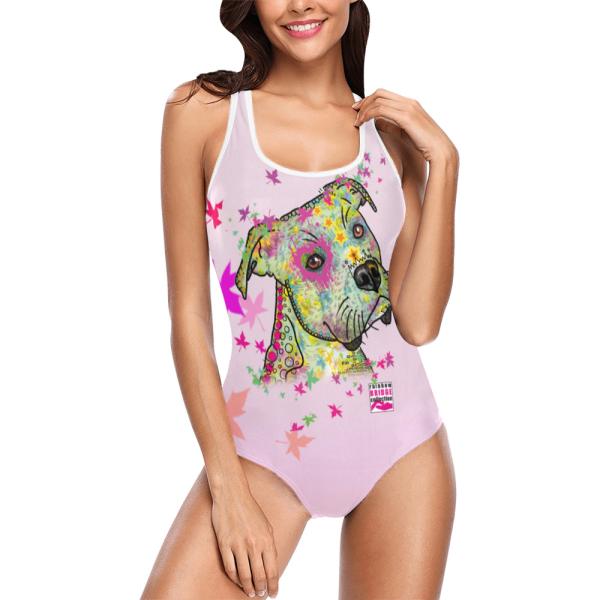 Badeanzug Hundemotiv Calli -  85% Polyester, 15% Spandex, Wasserecht, mit Innenfutter, bunt, Größe XS-5XL, Bademode, AmStaff, Staff, Staffordshire, SOKA, Listenhund