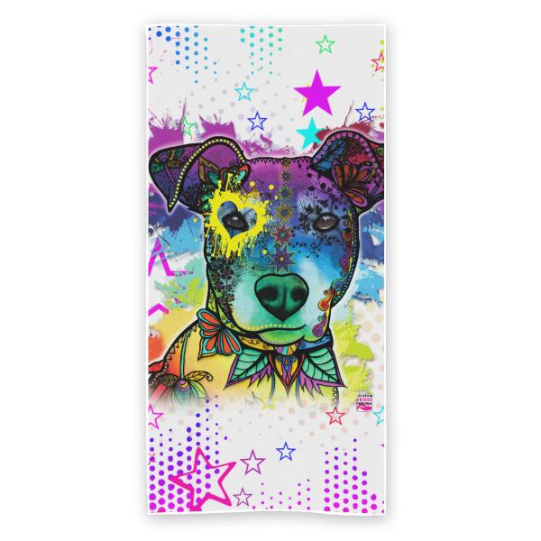 Badehandtuch Chiquito – Popart-Hundemotiv, 75x165 cm, 100 % Polyester, weich & schnelltrocknend