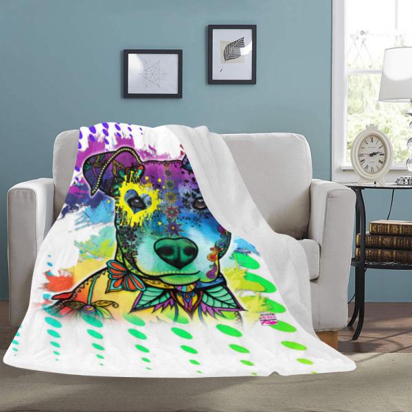 Decke Chiquito -  Fleecedecke, kuschlig, weich, bunt, Motive in Digitaler Popart, 152cm x 203cm, bunt, Ratonero Bodeguero Andaluz