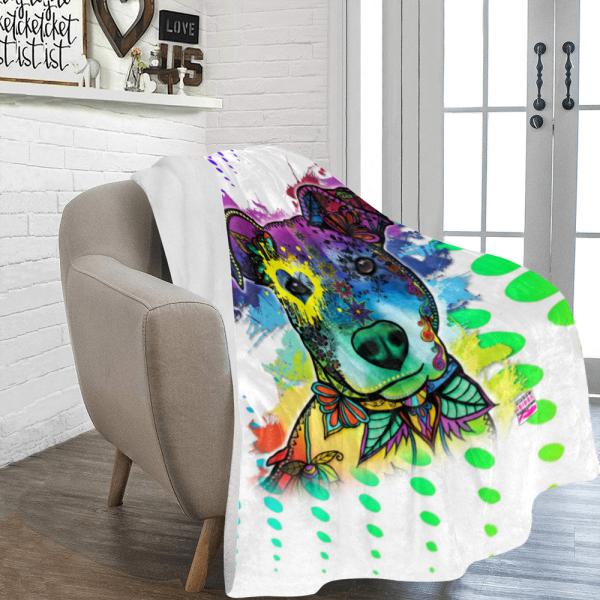 Decke Chiquito -  Fleecedecke, kuschlig, weich, bunt, Motive in Digitaler Popart, 152cm x 203cm, bunt, Ratonero Bodeguero Andaluz