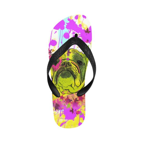 Flip Flops Hundemotiv Cindy - Strandsandalen, Sandalen, bunt, Grösse 38-45, Unisex, Mischling, Mix, Englische Bulldogge, Bully