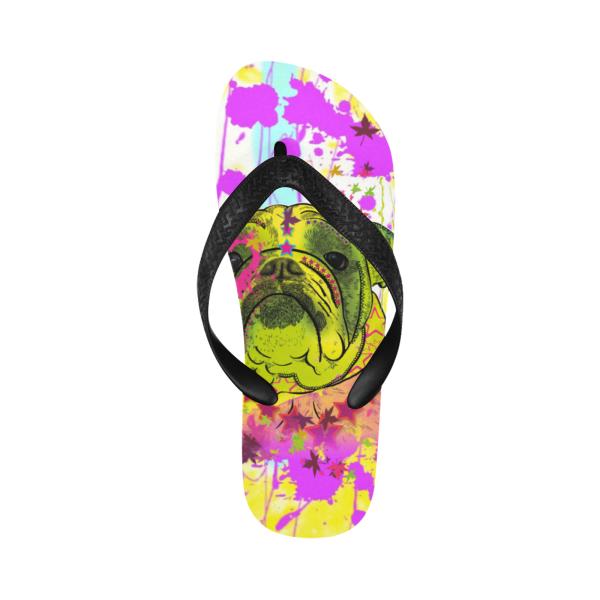 Flip Flops Hundemotiv Cindy - Strandsandalen, Sandalen, bunt, Grösse 38-45, Unisex, Mischling, Mix, Englische Bulldogge, Bully