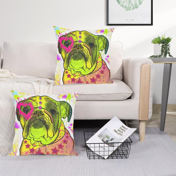 Sofakissen-Bezug Cindy - Popart Hundeporträt, 50x50 cm, Baumwolle & Polyester, beidseitig bedruckt, waschbar - Kopie