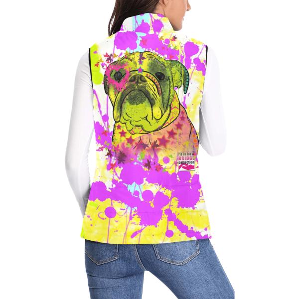 Weste mit Hundemotiv Cindy - 100 % Polyester, Wattiertes Futter, Ärmellos, bunt, Hundemotiv, Englische Bulldogge, Bully