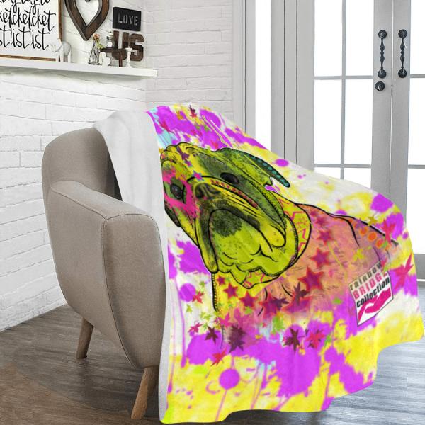 Decke Cindy -  Fleecedecke, kuschlig, weich, bunt, Motive in Digitaler Popart, 152cm x 203cm, bunt, englische Bulldogge, english Bulldog, Bully