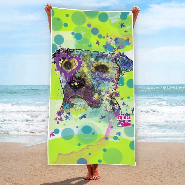 Badehandtuch Dio – Popart-Hundemotiv, 75x165 cm, 100 % Polyester, weich & schnelltrocknend