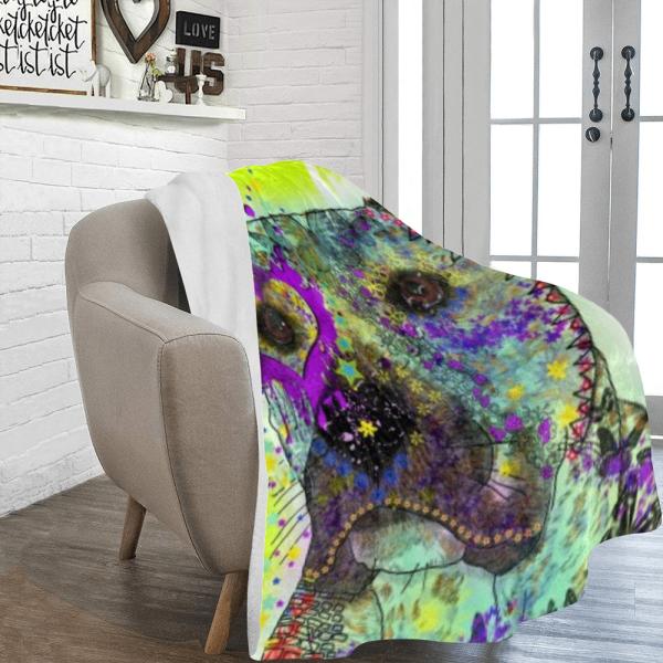 Decke Dio -  Fleecedecke, kuschlig, weich, bunt, Motive in Digitaler Popart, 152cm x 203cm, bunt, Staff, Amstaff, Staffordshire, Soka, Listenhund, Bollerkopf, Mix
