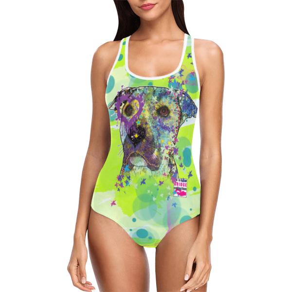 Badeanzug Hundemotiv Dio -  85% Polyester, 15% Spandex, Wasserecht, mit Innenfutter, bunt, Größe XS-5XL, Bademode, AmStaff, Staff, Staffordshire, SOKA, Listenhund