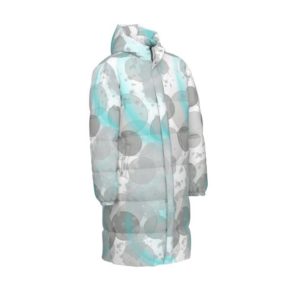 Warme Wintermantel mit Hundemotiv Elli – Popart Hundemotiv, 90% Daunen, 10% Federn, bunt, stylisch, Französische Bulldogge, Frenchi, Bulldog