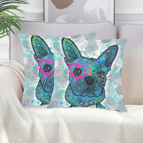 Sofakissen-Bezug Elli - Popart Hundeporträt, 50x50 cm, Baumwolle & Polyester, beidseitig bedruckt, waschbar - Kopie