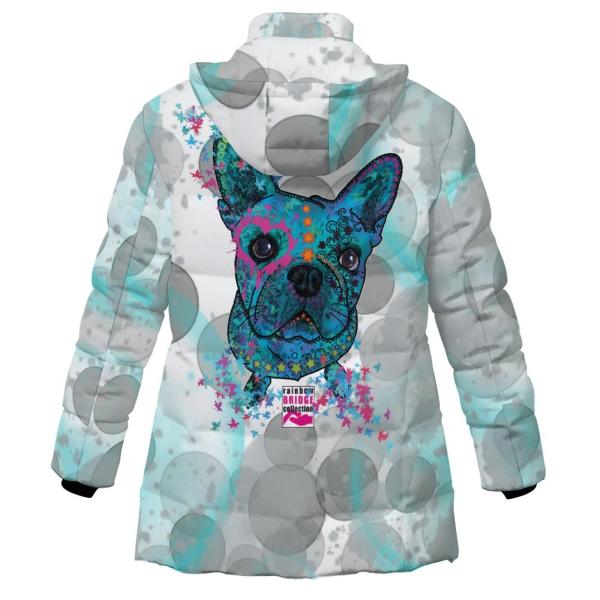 Warme Winterjacke mit Hundemotiv Elli – Popart Hundemotiv, 96% Polyester, 4% Spandex Unisex CD, bunt, Größe S-6XL, Mischlinge, Mix, Französische Bulldogge, Bully