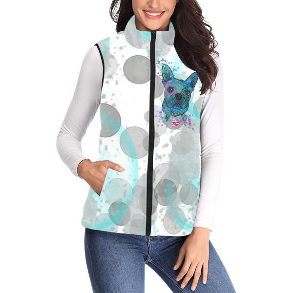 Weste mit Hundemotiv Elli - 100 % Polyester, Wattiertes Futter, Ärmellos, bunt, Hundemotiv, Französische Bulldogge, Bully