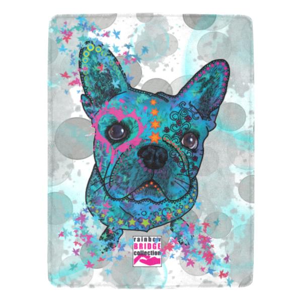 Decke Elli -  Fleecedecke, kuschlig, weich, bunt, Motive in Digitaler Popart, Französische Bulldogge, French Bulldog, Frenchi, 152cm x 203cm, bunt