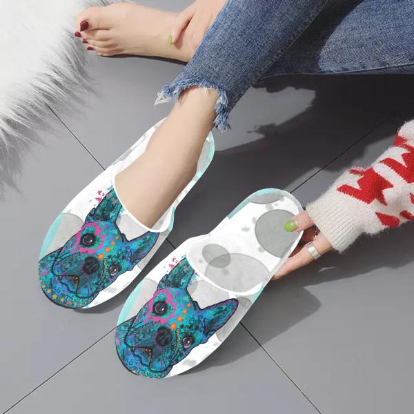 Hauspuschen Hundemotiv Elli - Hausschuhe, Pantoffeln, Unisex, Grösse 35-43, bunt, Mischling, Mix, Französische Bulldogge, Bully, Frenchi