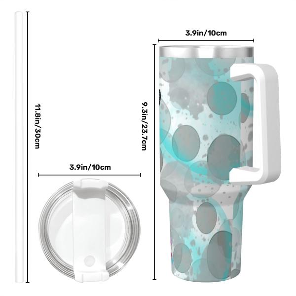Tumbler mit Hundemotiv Elli - Edelstahl, Becher, 1L, mit Strohhalm, bunt, Motive in Digitaler Popart, Französische Bulldogge, Bully, Frenchi