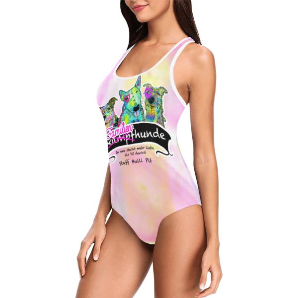 Badeanzug Hundemotiv Familienhunde -  85% Polyester, 15% Spandex, Wasserecht, mit Innenfutter, bunt, Größe XS-5XL, Bademode, AmStaff, Staff, Staffordshire, SOKA, Listenhund, Bullterrier, Bulli, Pitbull, Bulli,