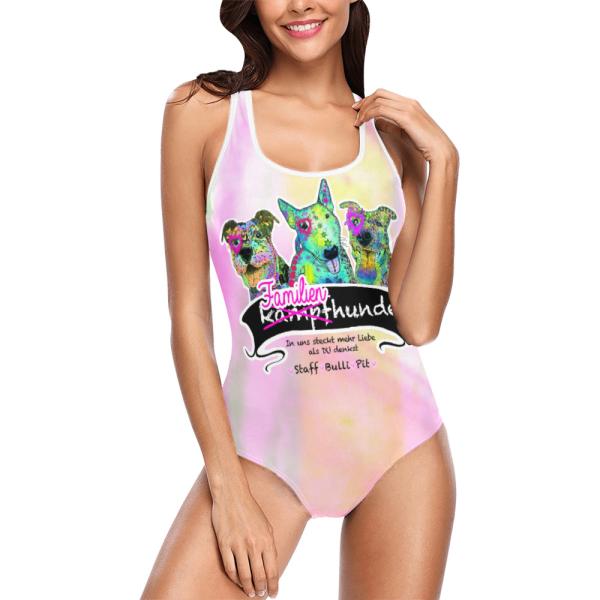 Badeanzug Hundemotiv Familienhunde -  85% Polyester, 15% Spandex, Wasserecht, mit Innenfutter, bunt, Größe XS-5XL, Bademode, AmStaff, Staff, Staffordshire, SOKA, Listenhund, Bullterrier, Bulli, Pitbull, Bulli,
