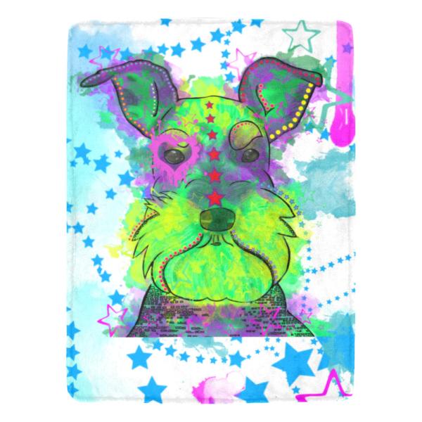 Decke Fido -  Fleecedecke, kuschlig, weich, bunt, Motive in Digitaler Popart, 152cm x 203cm, bunt, Zergschnauzer, Schnauzer, Mischling, Mix