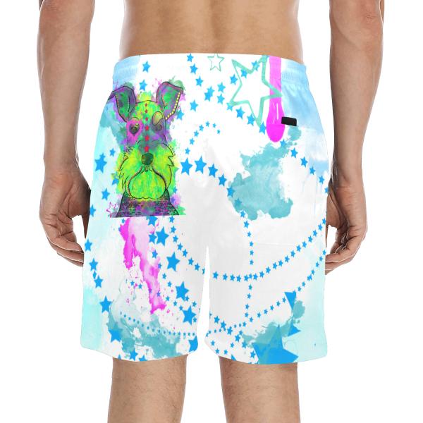 Badehose mit Hundemotiv Fido - Badehose, Shorts, Strand, bunt, Swimwear, Bademode, Mix, Mischling, Zwergschnauzer, Schnauzer