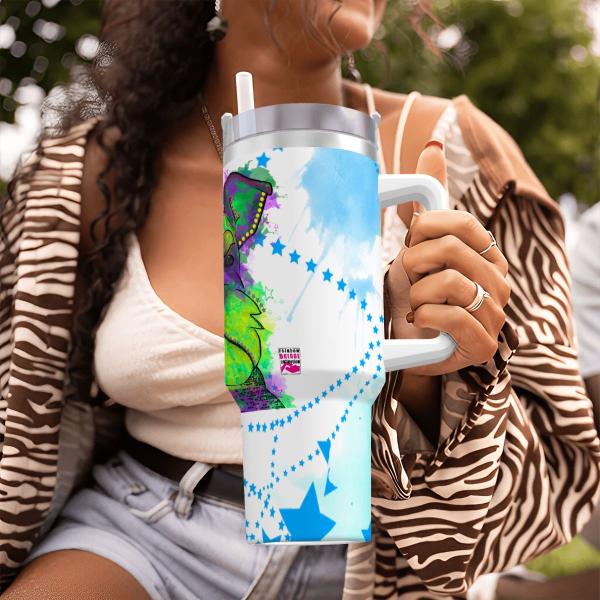 Tumbler mit Hundemotiv Fido - Edelstahl, Becher, 1L, mit Strohhalm, bunt, Motive in Digitaler Popart, Mischling, Mix, Zergschnauzer, Schnauzer