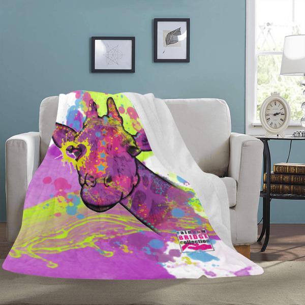 Decke Giraffe -  Fleecedecke, kuschlig, weich, bunt, Motive in Digitaler Popart, 152cm x 203cm, bunt, Afrikanisch, Langhals