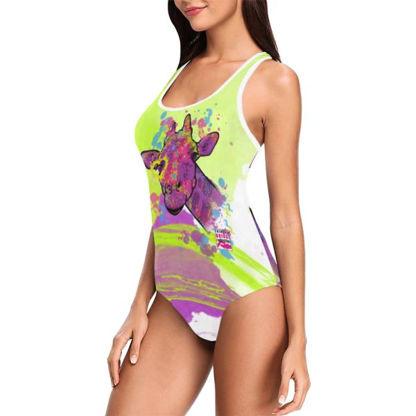 Badeanzug Afrikanische Giraffe - 85% Polyester, 15% Spandex, Wasserecht, mit Innenfutter,  bunt, Größe XS-5XL, Afrika, Bademode