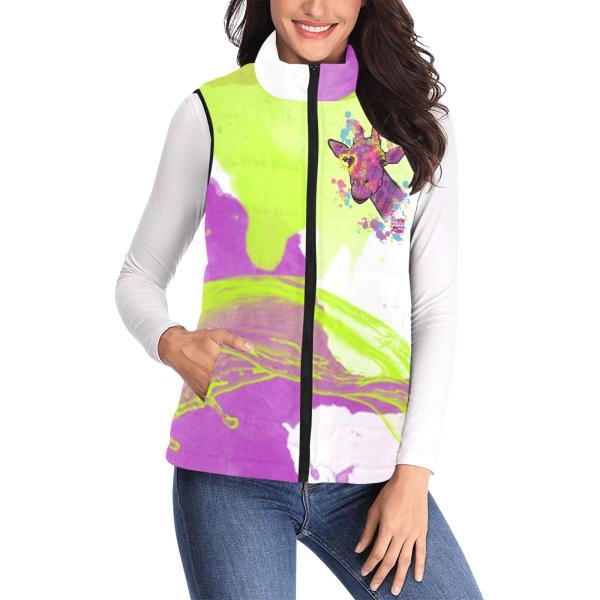 Weste mit Giraffe - 100 % Polyester, Wattiertes Futter, Ärmellos, bunt, Afrika, Afrikanisches Tier