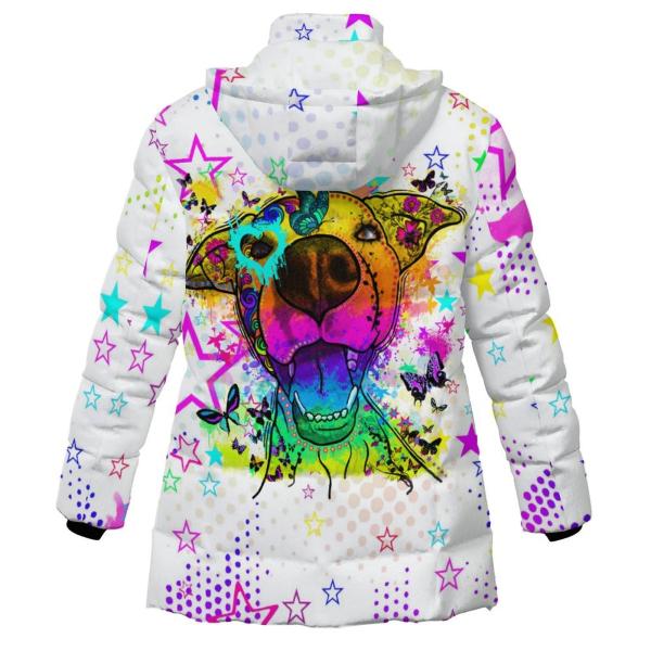 Warme Winterjacke mit Hundemotiv Hazel – Popart Hundemotiv, 96% Polyester, 4% Spandex Unisex CD, bunt, Größe S-6XL, AmStaff, Staff, Staffordshire, Pitbull
