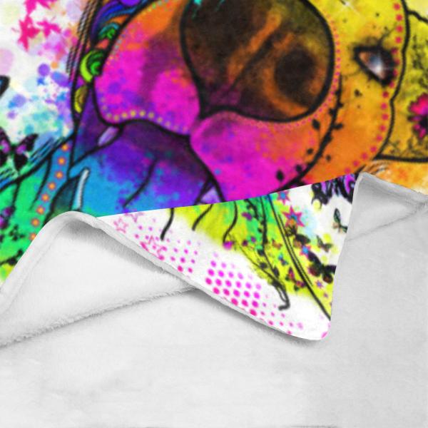 Decke Hazel -  Fleecedecke, kuschlig, weich, bunt, Motive in Digitaler Popart, 152cm x 203cm, bunt, Staff, Amstaff, Staffordshire, Soka, Listenhund, Bollerkopf, Mix