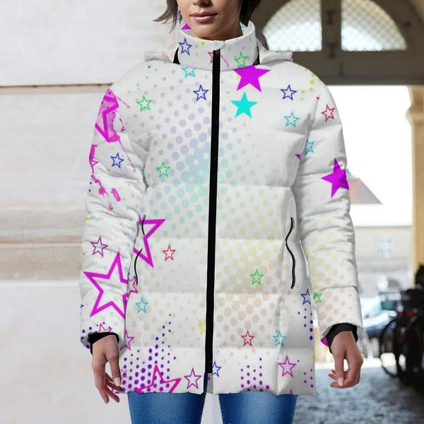 Warme Winterjacke mit Hundemotiv Hazel – Popart Hundemotiv, 96% Polyester, 4% Spandex Unisex CD, bunt, Größe S-6XL, AmStaff, Staff, Staffordshire, Pitbull