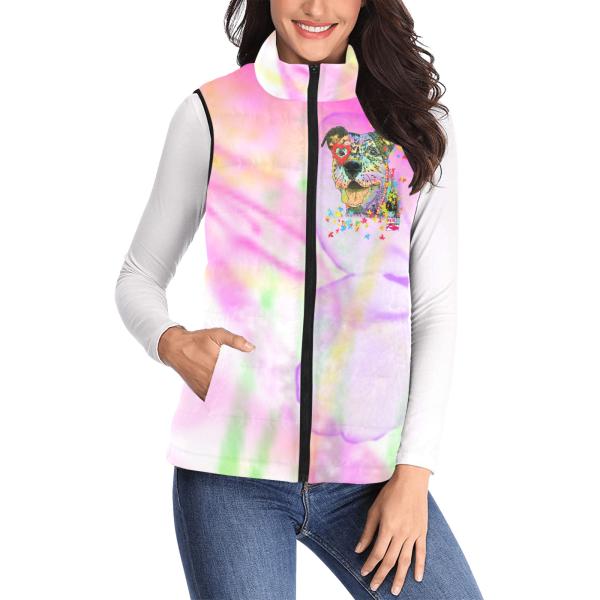 Weste mit Hundemotiv Hexe - 100 % Polyester, Wattiertes Futter, Ärmellos, bunt, Hundemotiv, AmStaff, Staff, Staffordshire, Pitbull, Pit