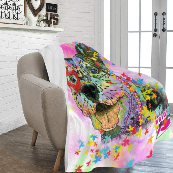 Decke Hexe -  Fleecedecke, kuschlig, weich, bunt, Motive in Digitaler Popart, 152cm x 203cm, bunt, Staff, Amstaff, Staffordshire, Soka, Listenhund, Bollerkopf, Mix