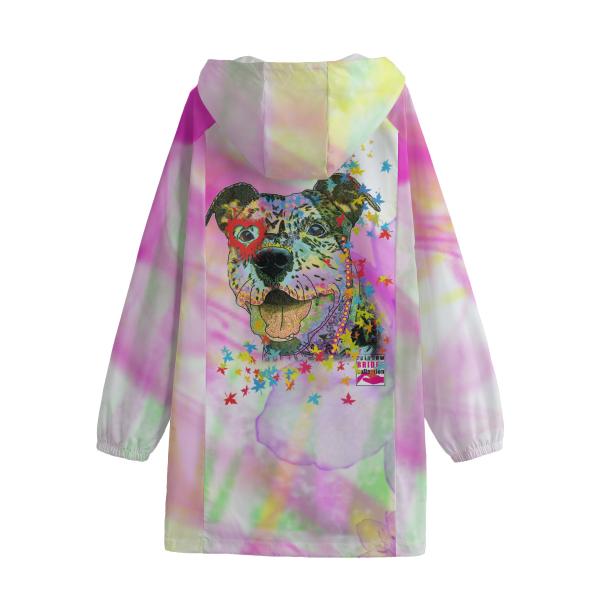 Regenjacke mit Hundemitiv von hinten