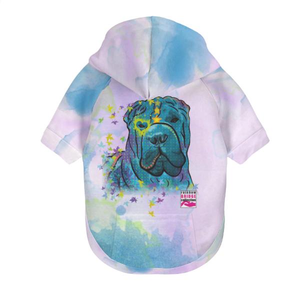 Hunde-Hoodie, Hundemotiv Itchy – bunte Popart, gemütlich, waschbar, Polyester