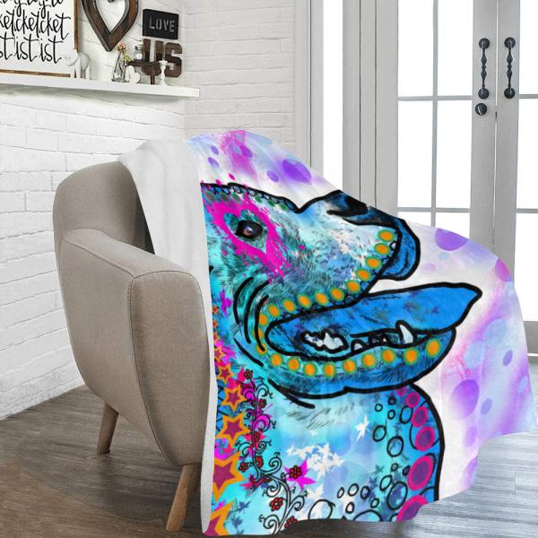 Decke JayJay -  Fleecedecke, kuschlig, weich, bunt, Motive in Digitaler Popart, 152cm x 203cm, bunt, Staff, Amstaff, Staffordshire, Soka, Listenhund, Bollerkopf, Mix